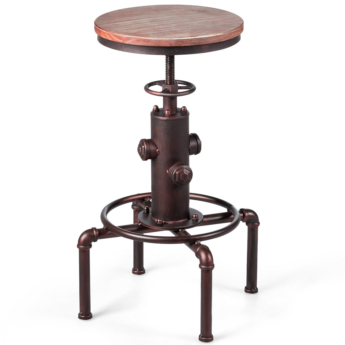 LIVSK Verstelbare Barkruk met Voetsteun - Retro Industriële Stijl - Massief IJzeren Frame - Draagvermogen tot 150 kg - Zoals