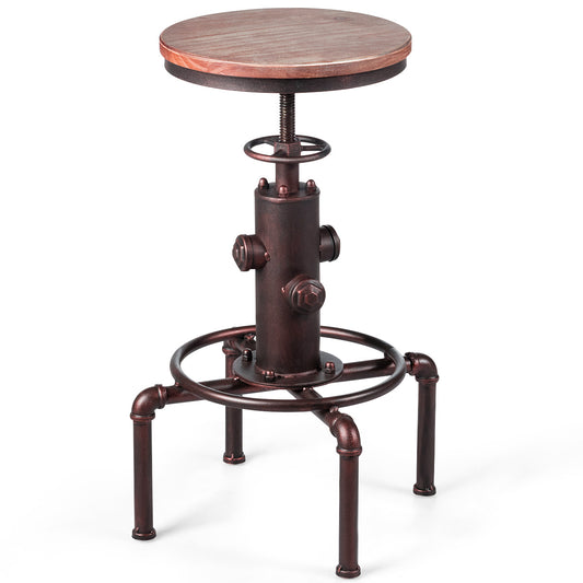 LIVSK Verstelbare Barkruk met Voetsteun - Retro Industriële Stijl - Massief IJzeren Frame - Draagvermogen tot 150 kg - Zoals