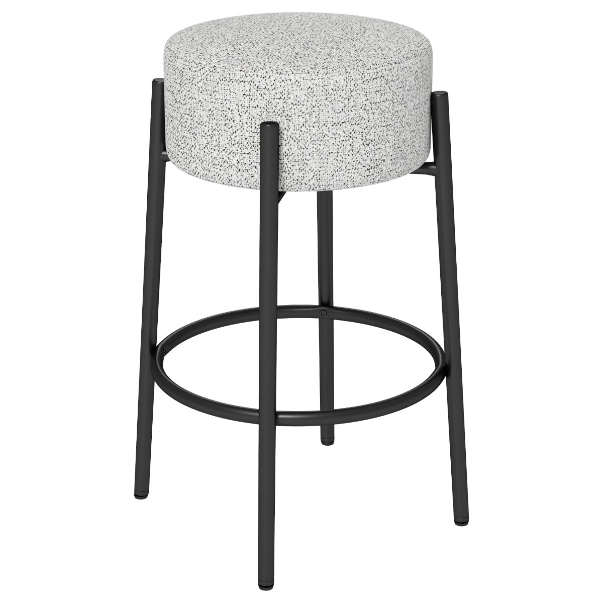 LIVSK Moderne Barkruk zonder Rugleuning - Hoogwaardig Linnen - Stevig Metalen Onderstel - Tot 150 kg - 48 x 48 x 68 cm - Grijs +