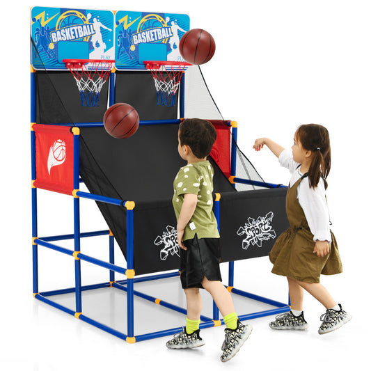 LIVSK Basketbal Arcade voor Kinderen - Dubbele Basket - Inclusief 4 Ballen en Pomp - Stabiel en Duurzaam - 90 x 90 x 140 cm -