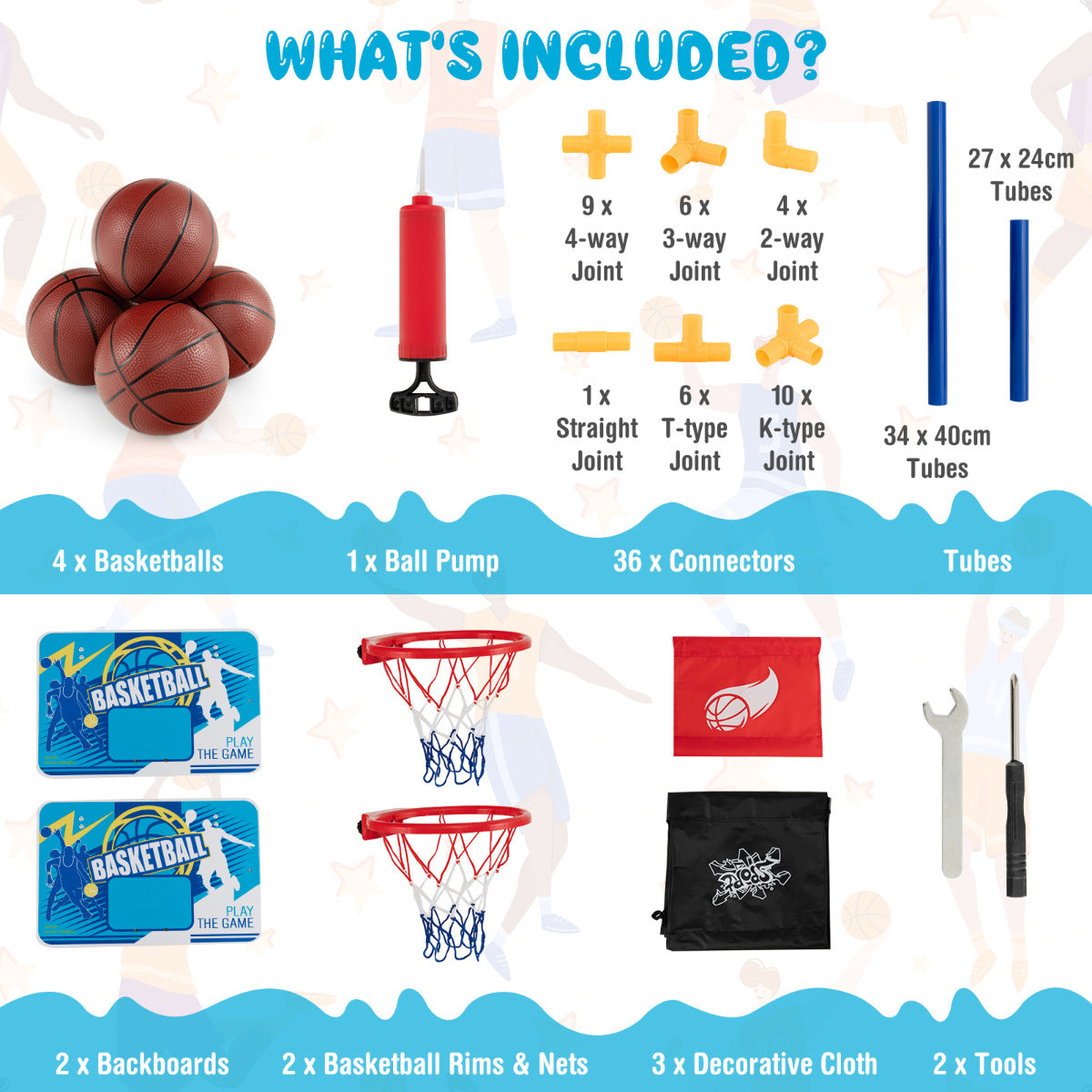 LIVSK Basketbal Arcade voor Kinderen - Dubbele Basket - Inclusief 4 Ballen en Pomp - Stabiel en Duurzaam - 90 x 90 x 140 cm -