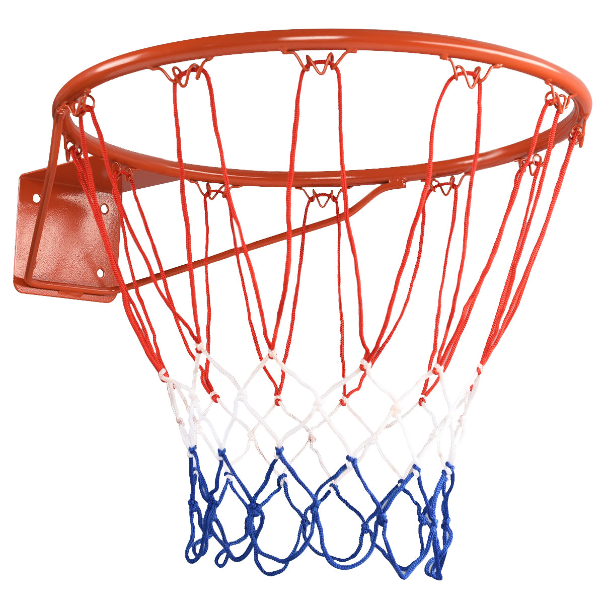LIVSK Professionele Wandmontage Basketbalring - Stalen Constructie - Nylon Net - Voor Binnen en Buiten - 45 cm - Oranje-Rood +