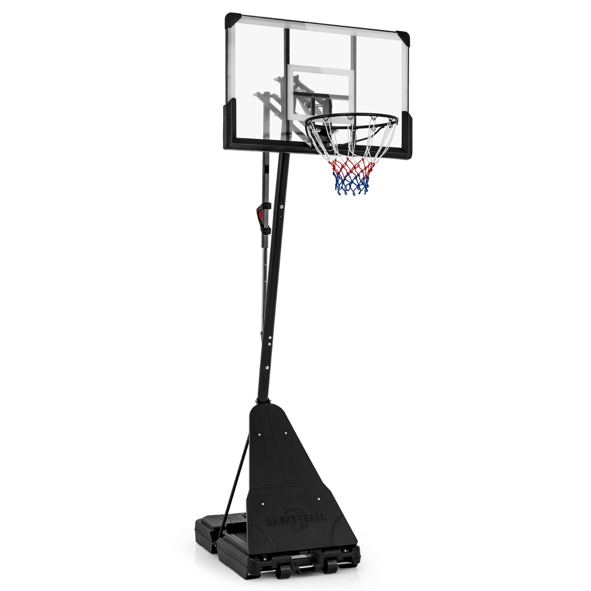 LIVSK Verstelbare Basketbalring - 10 Hoogtes van 2,45 tot 3,05 m - Onbreekbaar Backboard - Mobiel Ontwerp - Zwart