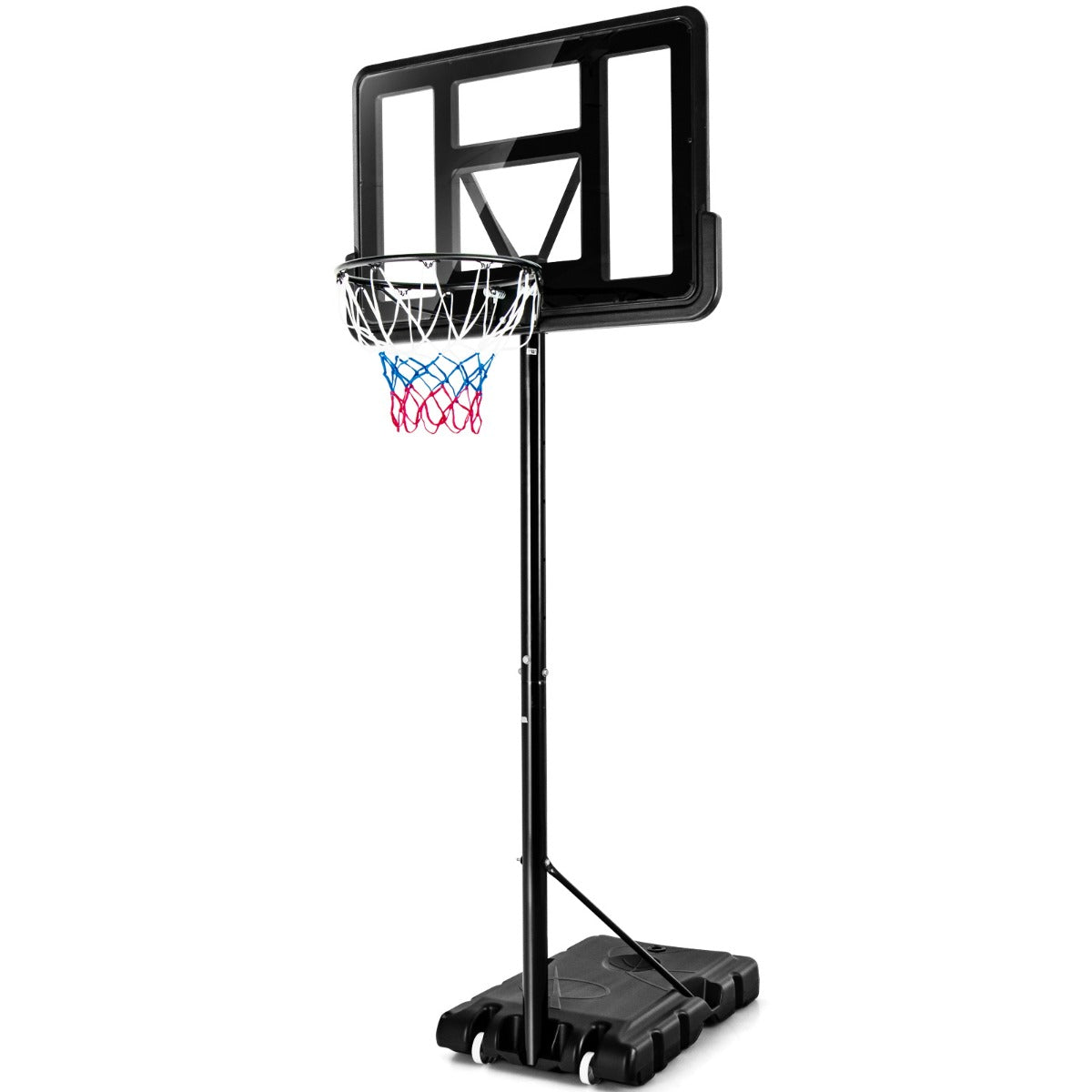 LIVSK Draagbare Basketbalstandaard - 12 Hoogtes - Weerbestendig - Stabiele Basis met Wielen - Voor Buiten - Zwart