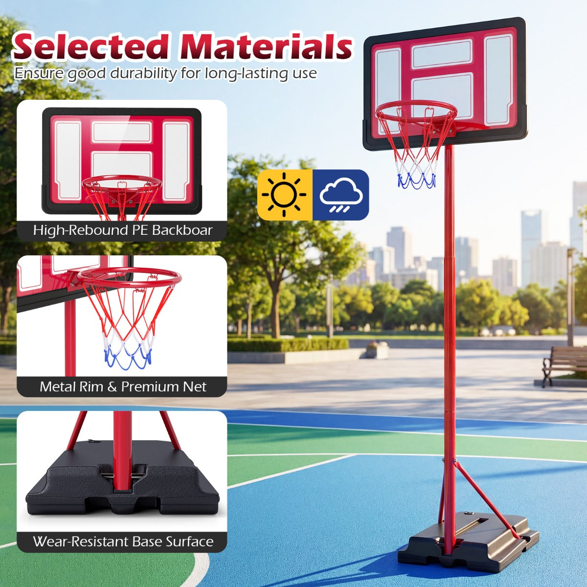 Livsk costway basketbalring in hoogte verstelbaar van 95 155 cm met standaard draagbare basketbalring voor kinderen en tieners