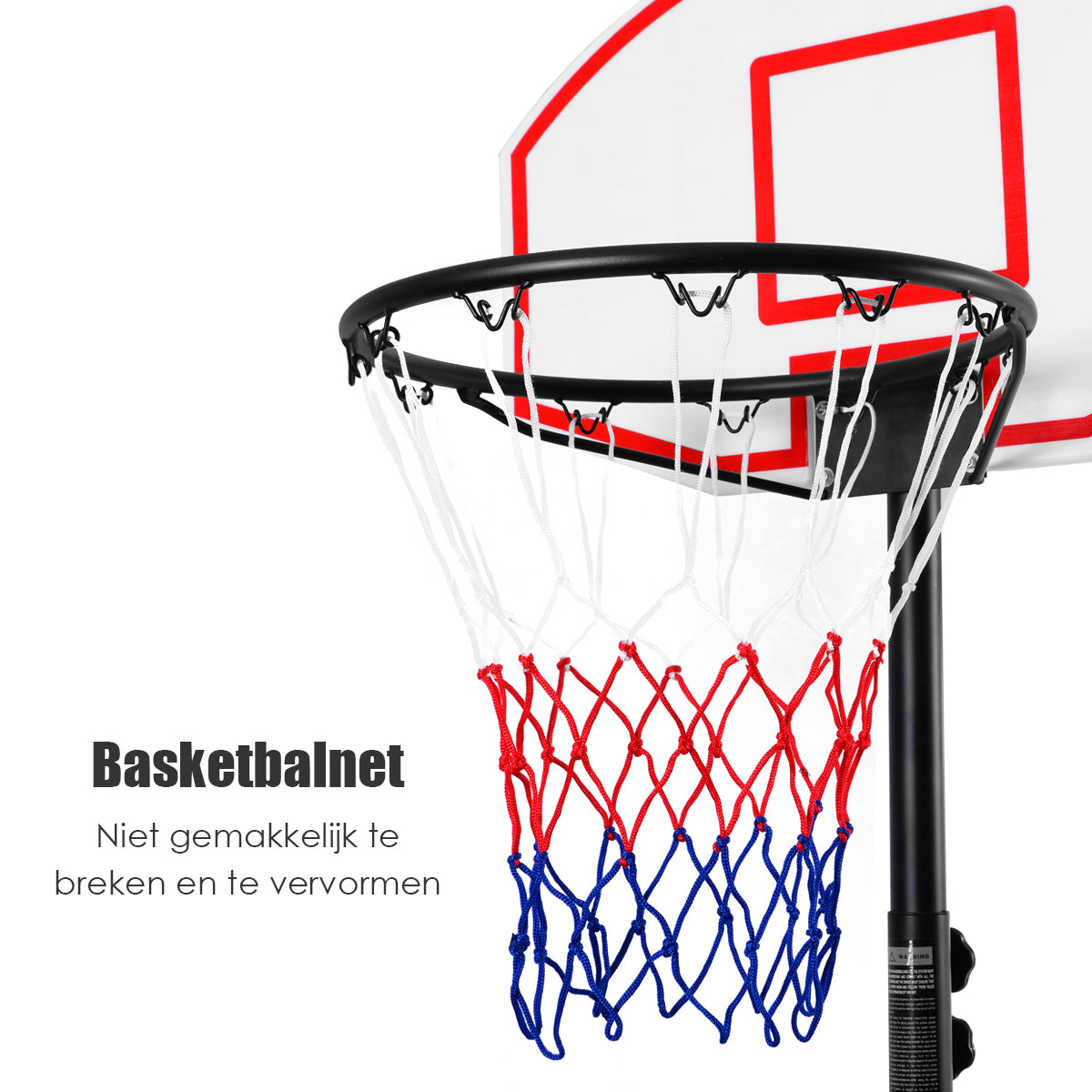 LIVSK Basketbalstandaard - Verstelbaar van 165 tot 215 cm - Met Wielen - Voor Binnen en Buiten - Duurzaam PE en Staal - Zwart