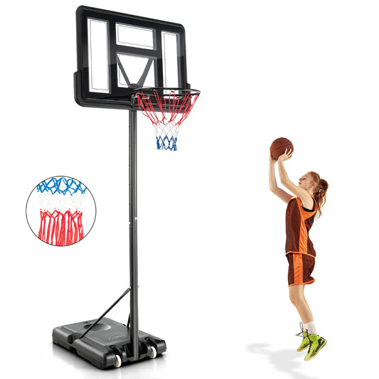 LIVSK Verstelbare Basketbalkorf - Weerbestendig en Draagbaar - Hoogte 130-305 cm - Stabiele Basis - Voor Alle Leeftijden - Zwart