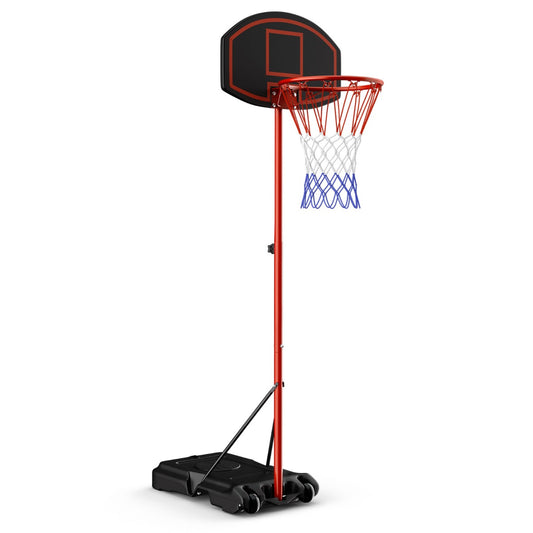 Livsk costway basketbalstandaard 158 218 cm in hoogte verstelbare basketbalring met standaard zwart rood