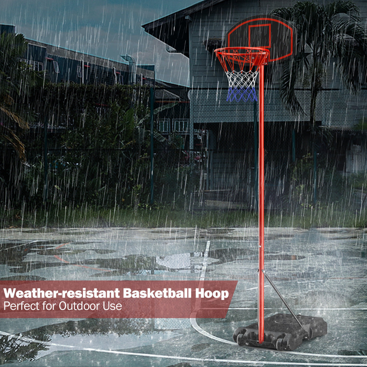 Livsk costway basketbalstandaard 158 218 cm in hoogte verstelbare basketbalring met standaard zwart rood 4