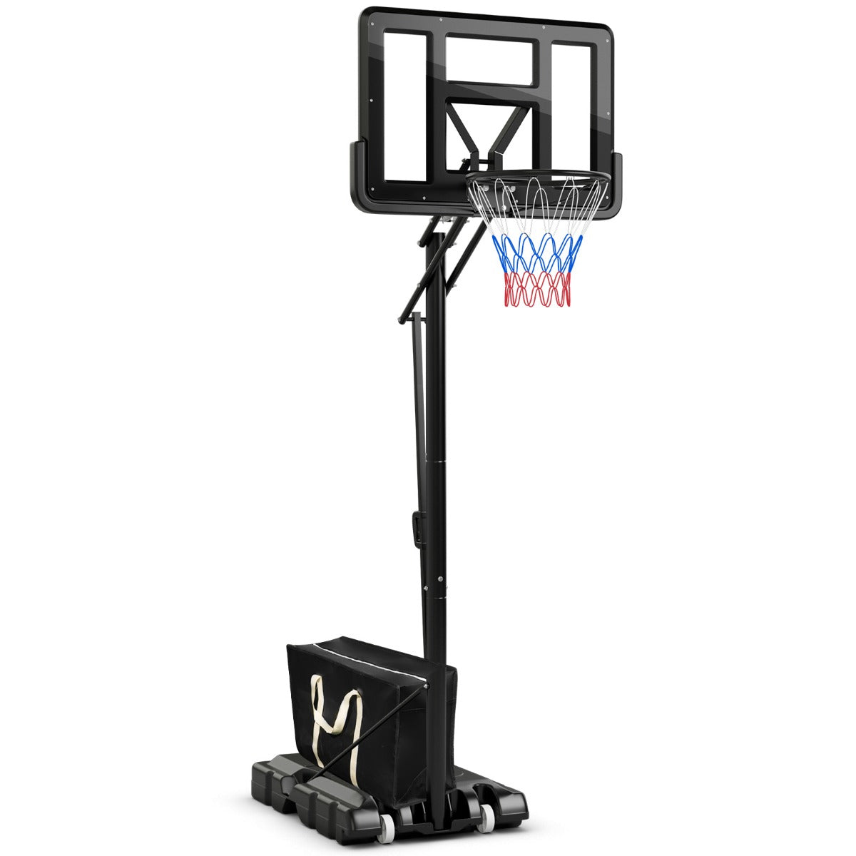 LIVSK Basketbalkorf - Verstelbare Hoogte 245-305 cm - Duurzame Achterwand - Mobiel met Wielen - Voor Binnen en Buiten - Zwart