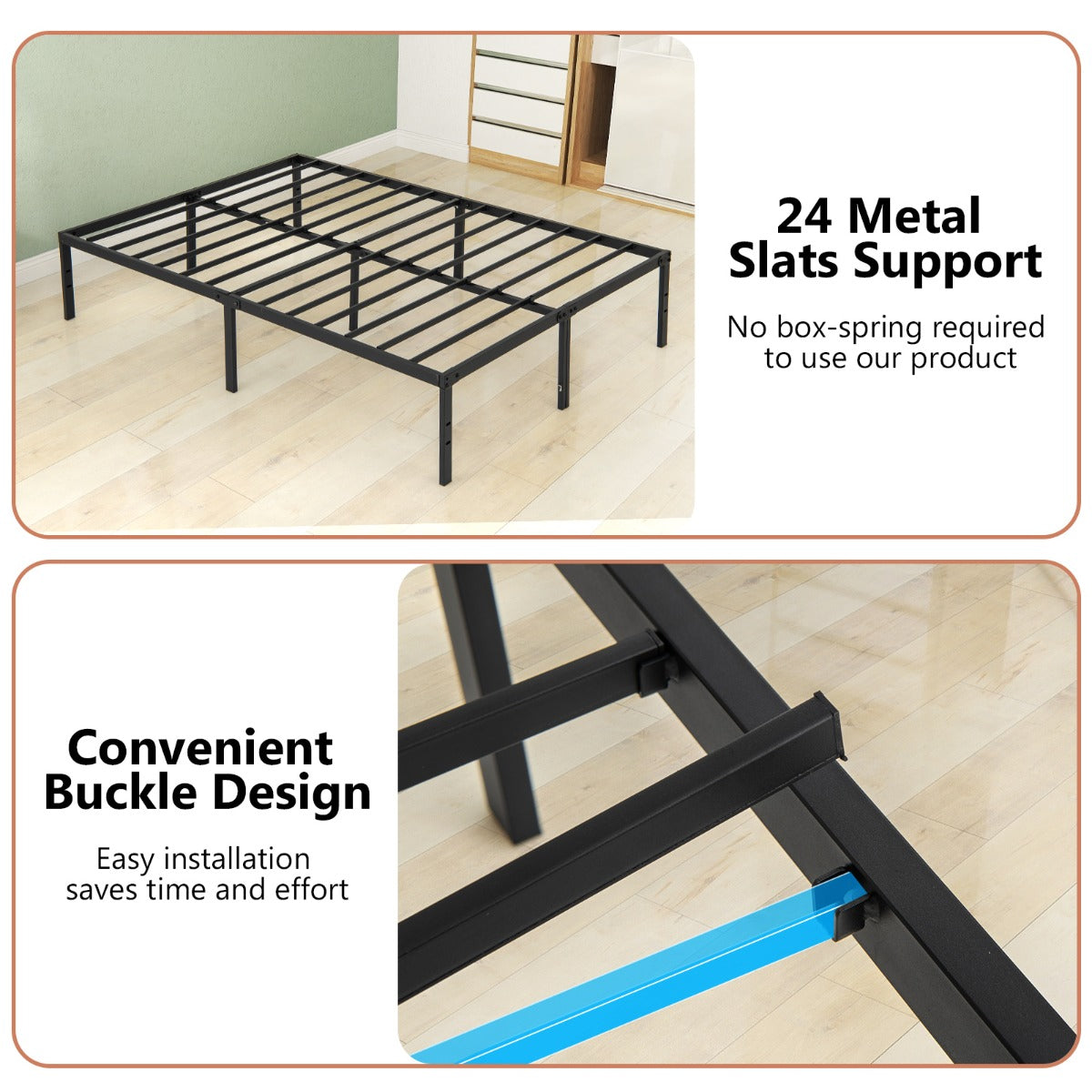 Livsk costway bed 160 x 200 cm bedframe van metaal bedframe metalen bed tweepersoonsbed hoogte 36 cm opbergruimte onder het bed 5