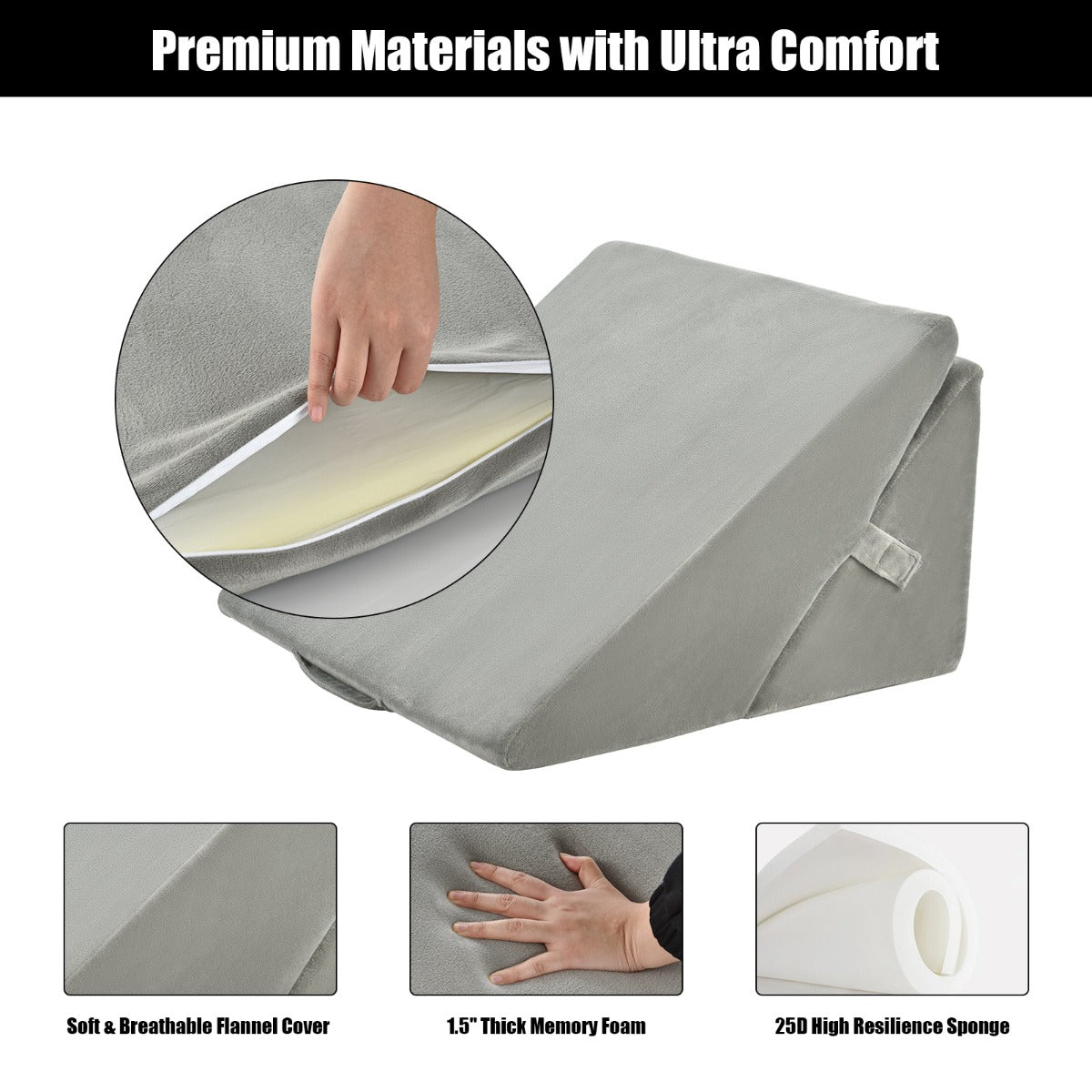 LIVSK Bedwig Kussen - Verstelbaar Ergonomisch Ontwerp - Traagschuim met Wasbare Flanellen Hoes - 7-in-1 - 58 x 50,5 x 36 cm -