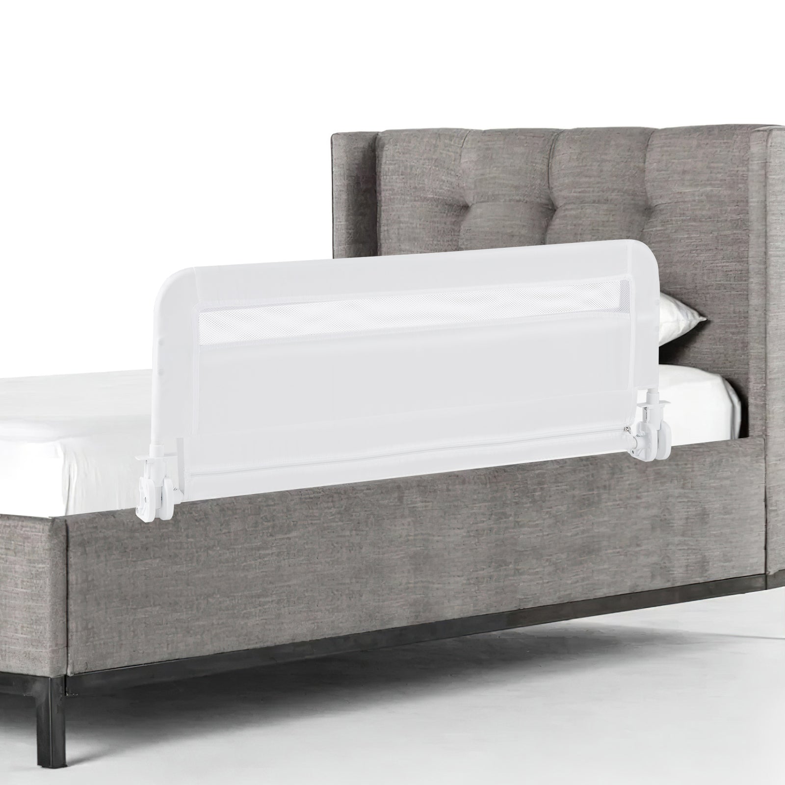 LIVSK Opvouwbaar Bedhekje - Stevig Metalen Frame - Afneembare Wasbare Hoes - Eenvoudig te Monteren - 100 cm - Wit