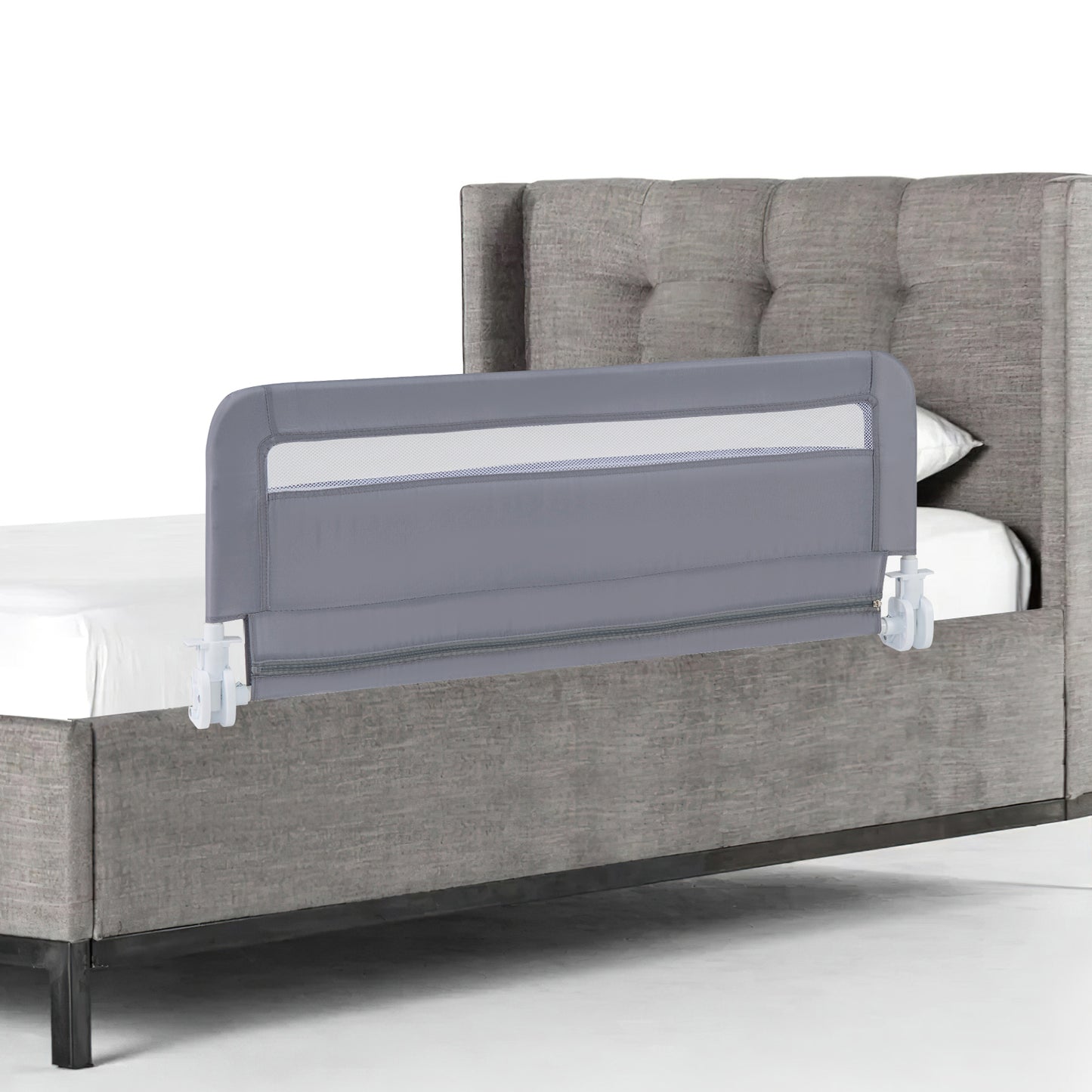 LIVSK Opvouwbaar Bedhekje - Eenvoudig te Installeren - Veilig met Schokabsorberende Hoezen - Voor Diverse Bedframes - 100 x 41 x