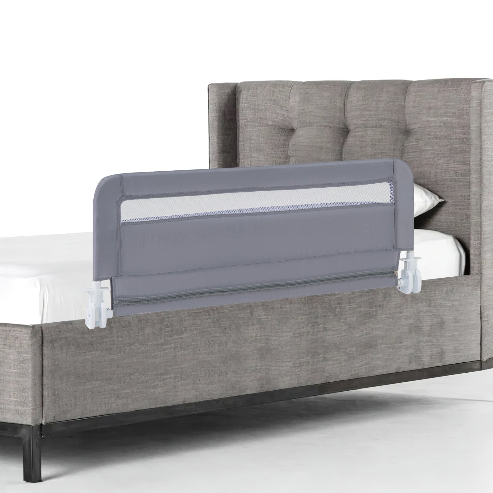 LIVSK Opvouwbaar Bedhekje - Eenvoudig te Installeren - Veilig met Schokabsorberende Hoezen - Voor Diverse Bedframes - 100 x 41 x