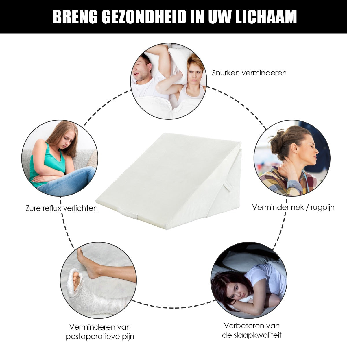 LIVSK 7-in-1 Verstelbaar Traagschuim Bedwig Kussen - Ergonomisch Ontwerp - Wasbare Hoes - Draagbaar - Wit
