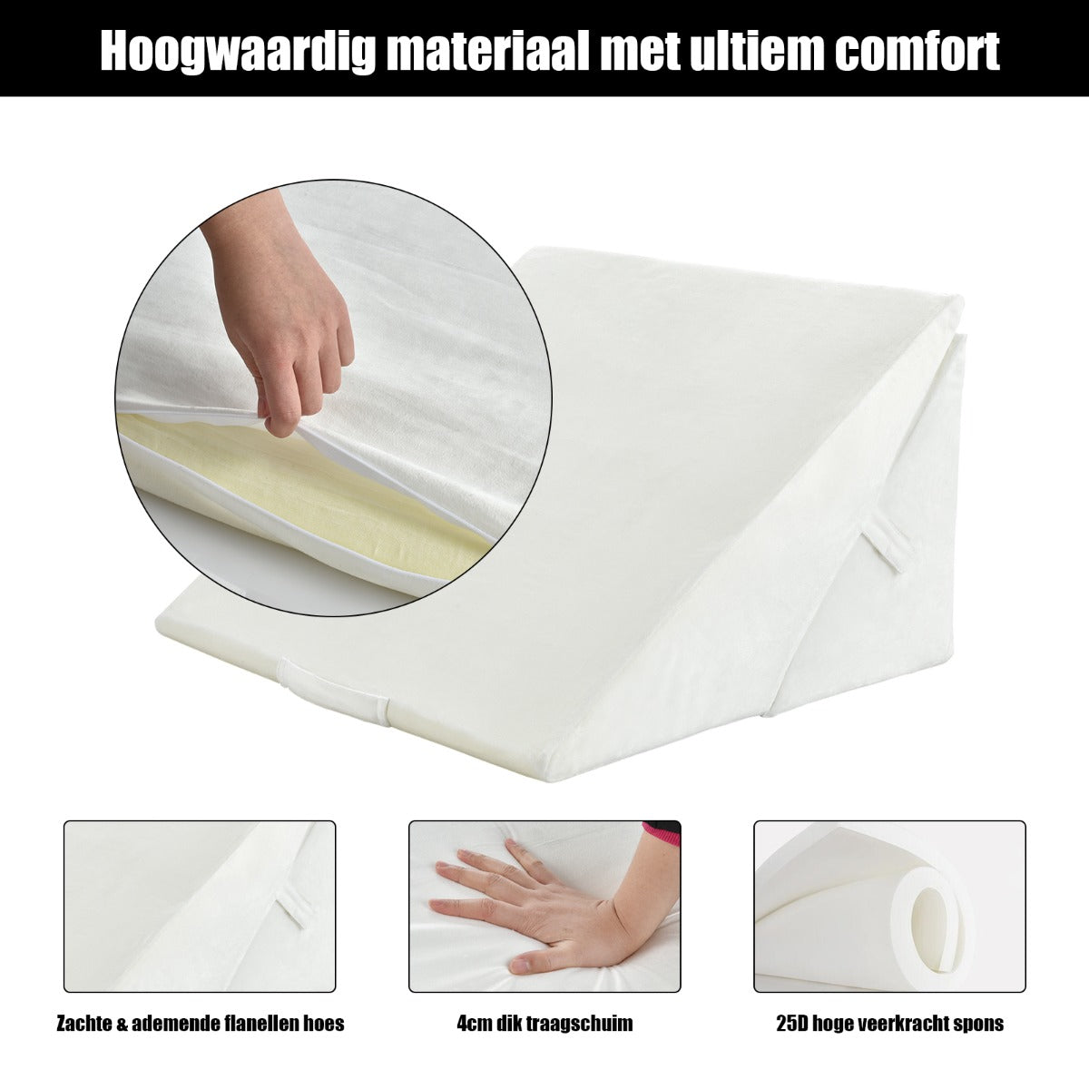 LIVSK 7-in-1 Verstelbaar Traagschuim Bedwig Kussen - Ergonomisch Ontwerp - Wasbare Hoes - Draagbaar - Wit