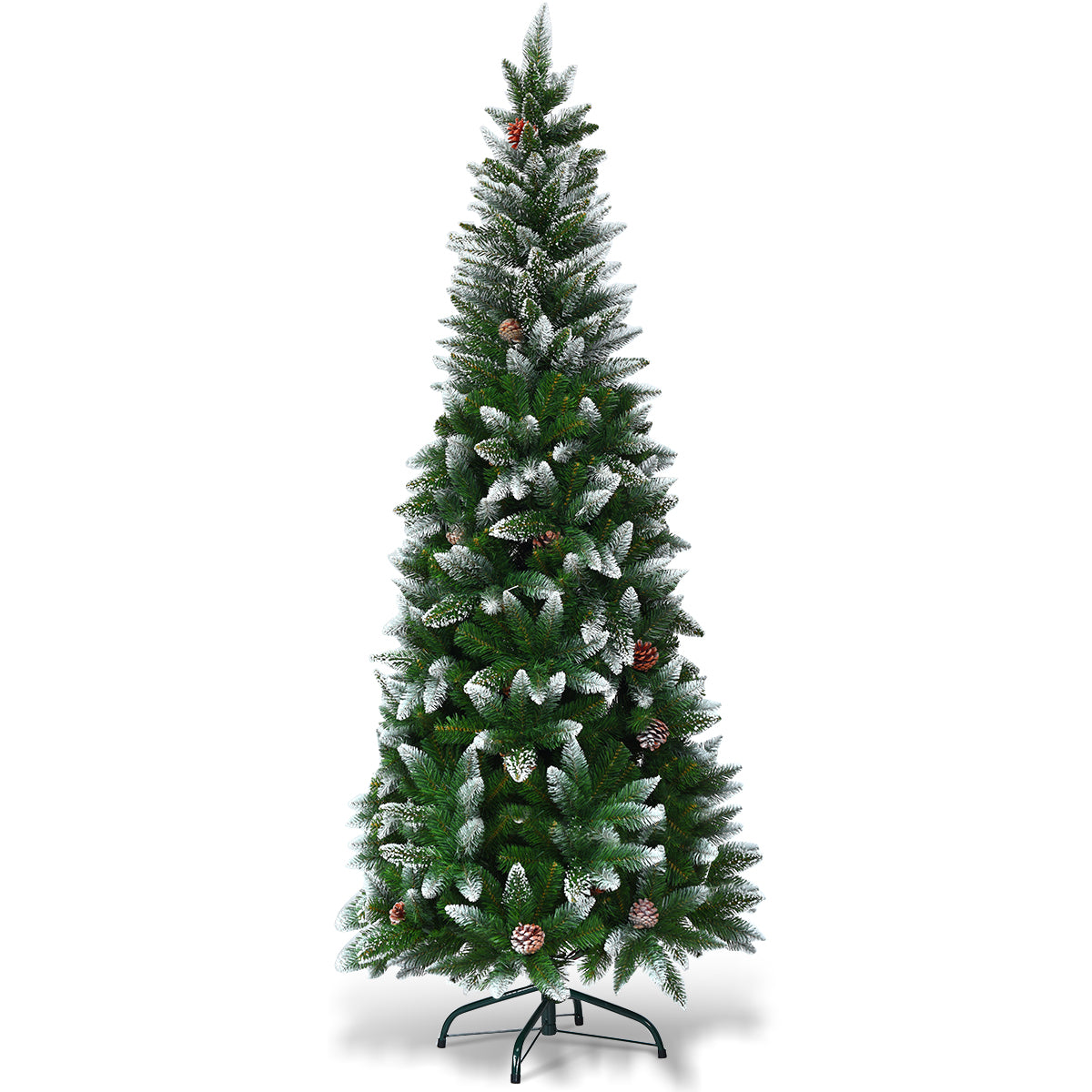 LIVSK Kerstboom met 630 Takpunten - Realistische PVC-Takken - Slank Potloodontwerp - Metalen Standaard - 65 x 180 cm - Groen