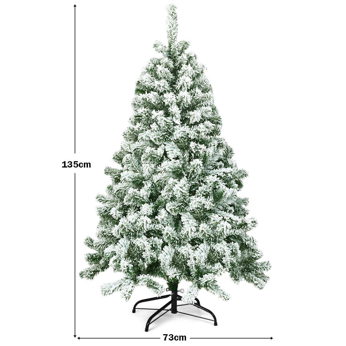 LIVSK Besneeuwde Kunstkerstboom - 928 PVC-takken - Opvouwbaar met Stevige Standaard - 135 cm - Wit