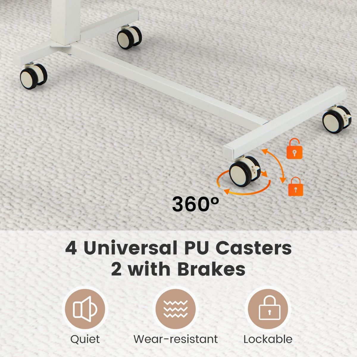 LIVSK Ovaal Staand Bureau - Verstelbaar met Wieltjes - Ruimtebesparend - Ideaal voor Werkplek en Woonkamer - Roze en Wit