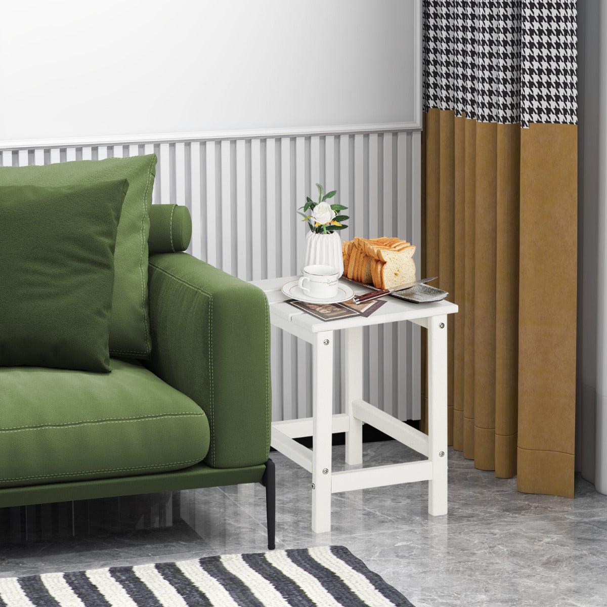 LIVSK Weerbestendige Bijzettafel - HDPE-materiaal - Onderhoudsvriendelijk - Draagvermogen 100 kg - 35,5 x 35,5 x 46,5 cm - Wit
