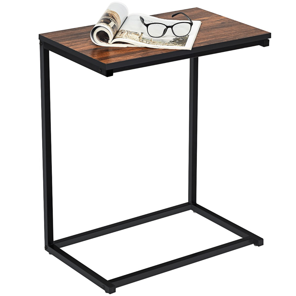 LIVSK Laptoptafel - MDF Tafelblad - Stabiel Metaal - Vloerbescherming - Veelzijdig Gebruik - 55 x 35 x 65 cm - Bruin