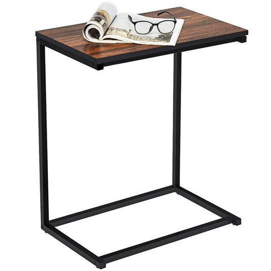 LIVSK Laptoptafel - MDF Tafelblad - Stabiel Metaal - Vloerbescherming - Veelzijdig Gebruik - 55 x 35 x 65 cm - Bruin