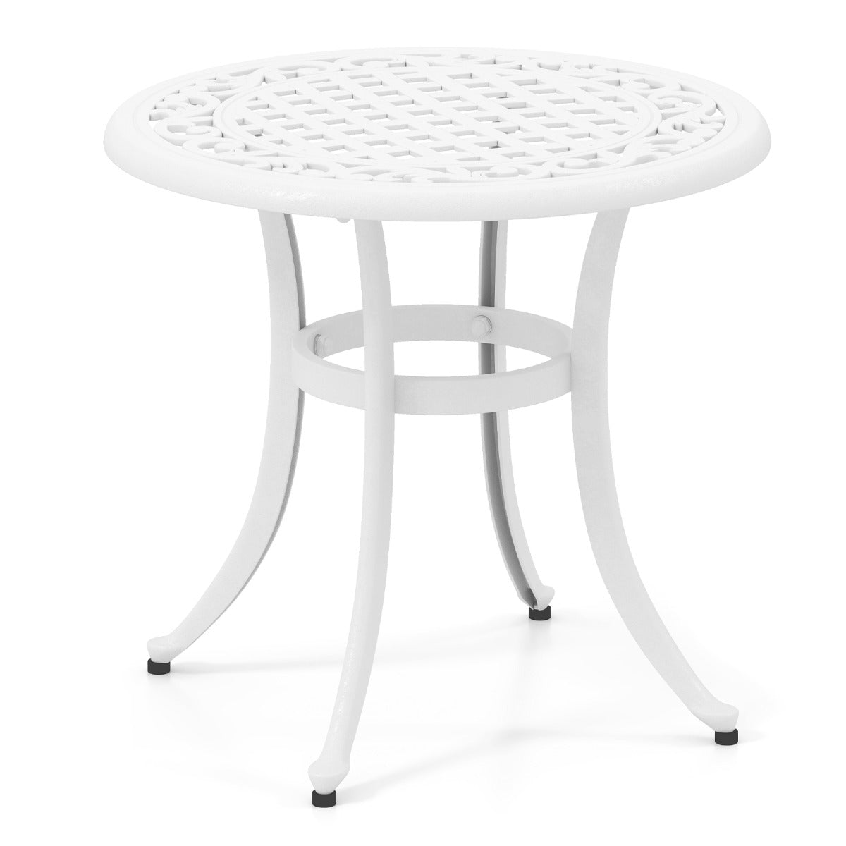 LIVSK Weerbestendige Bijzettafel van Gegoten Aluminium - Versterkte Houder - Verstelbare Voetkussens - Retro Design - Antiek Bruin