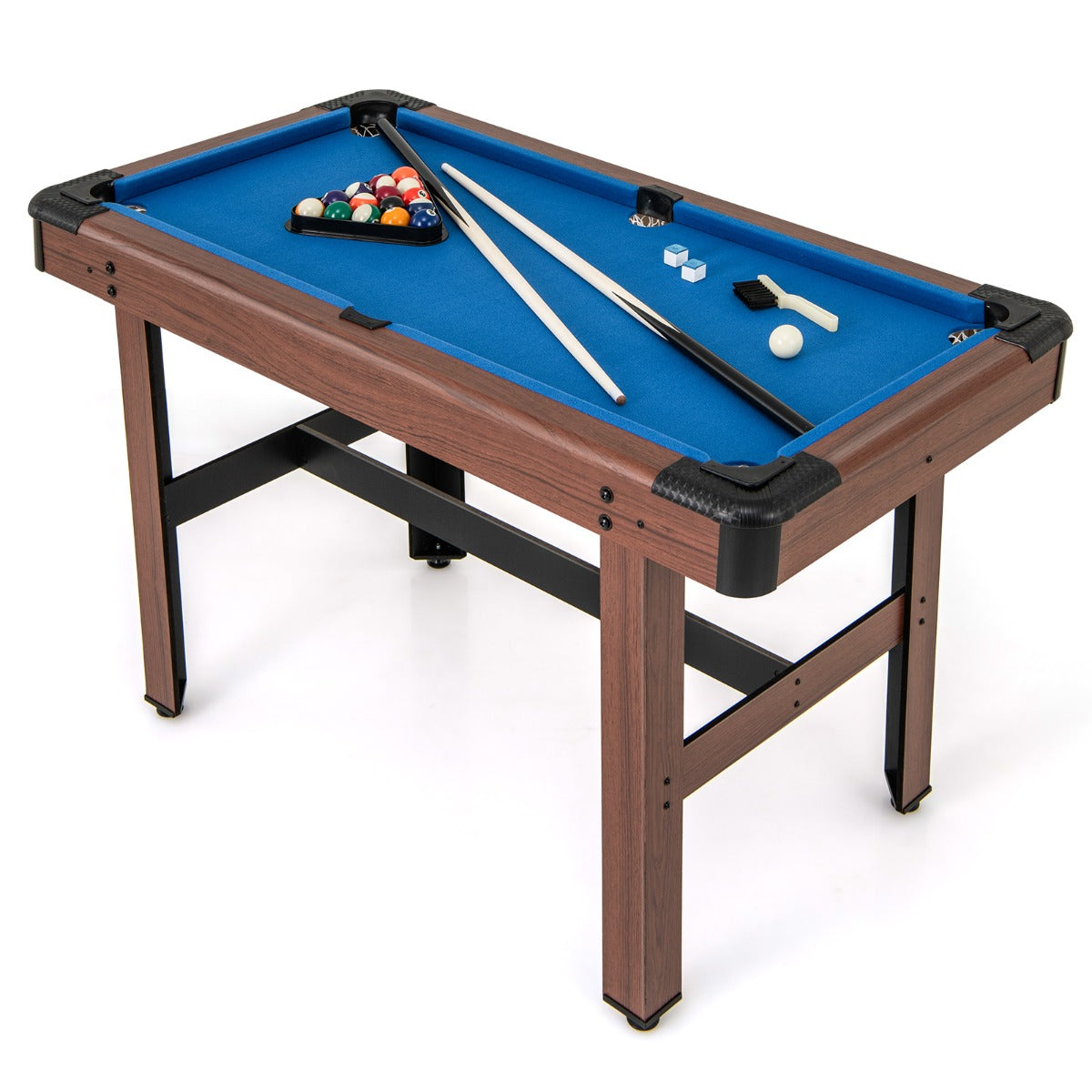 LIVSK Biljarttafel 122 x 61 x 76 cm - Volledige Set - Fluwelen Oppervlak - Robuuste Constructie - Voor Gezelligheid - Bruin +