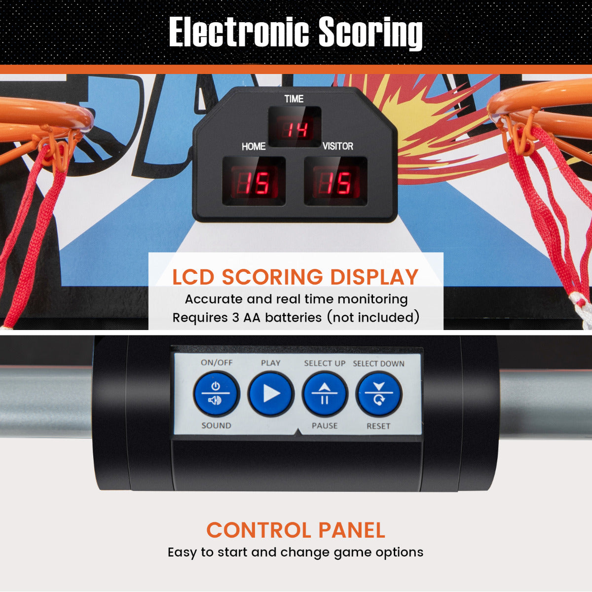 LIVSK Dubbele Basketbal Arcade Spelmachine - 8 Spelmodi - Nauwkeurig Scoresysteem - Opvouwbaar - Voor 1 tot 4 Spelers - Zwart