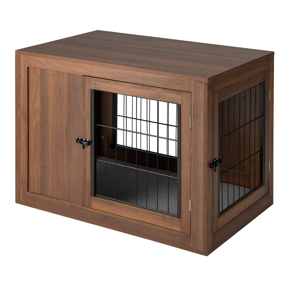 LIVSK Hoekbox voor Honden - Comfortabel Kussen - Praktische Bijzettafel - Duurzaam Ontwerp - 92 x 59 x 66,5 cm - Walnoot