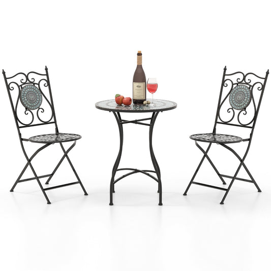 LIVSK Mozaïekstoelenset - 3 Delig met Inklapbare Stoelen - Duurzaam en Ergonomisch - Voor Binnen en Buiten - Zoals afgebeeld