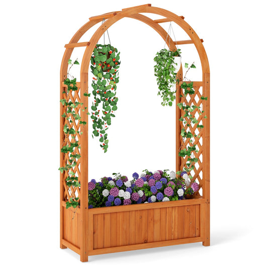 LIVSK Verhoogde Plantenbak met Klimrek - Stevig Dennenhout - Afneembare Bodemplaat - Voor Binnen en Buiten - 83 x 36 x 146 cm -