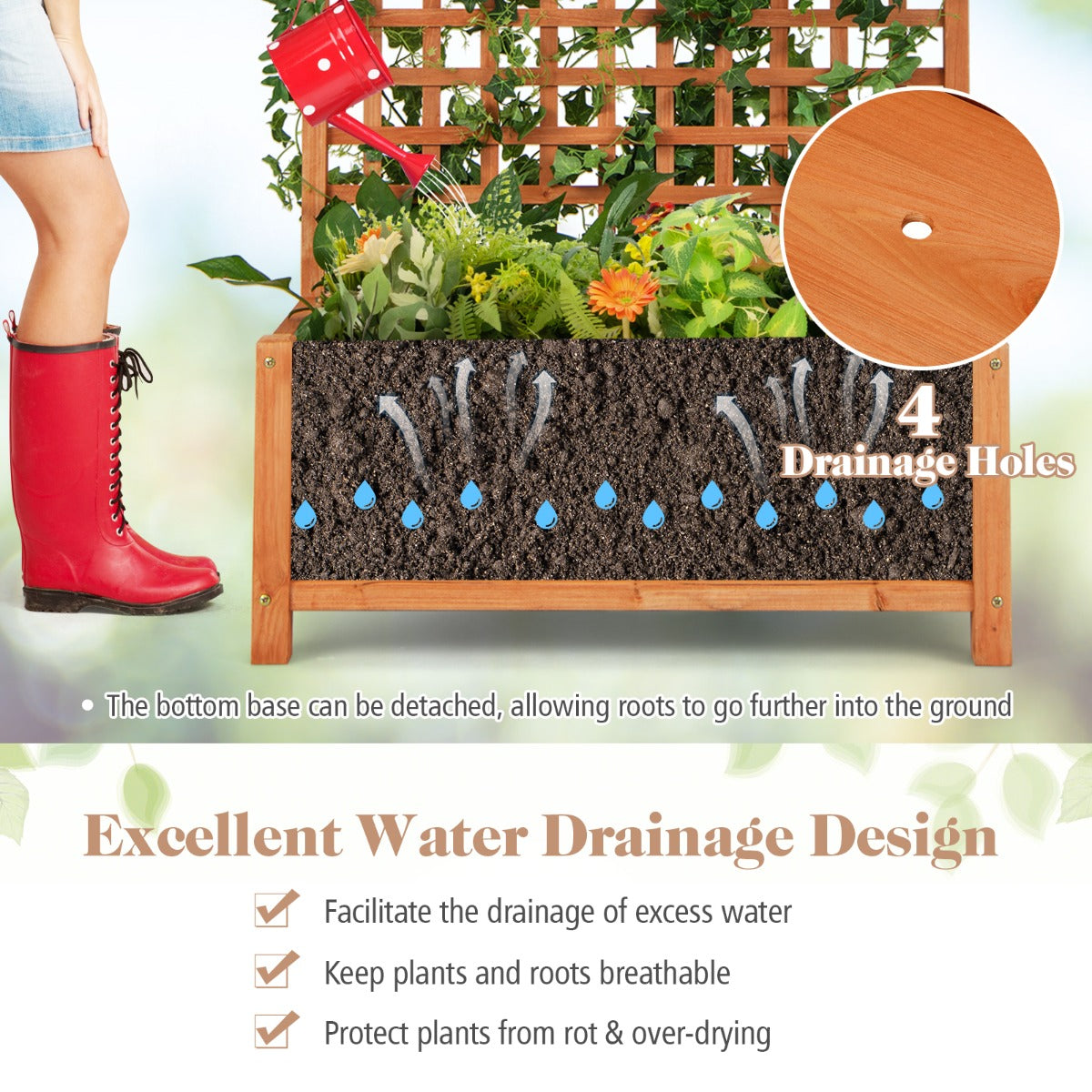 LIVSK Verhoogd Tuinbed met Klimrek en Dak - Weerbestendig Vurenhout - Optimale Waterafvoer - 90 x 44,5 x 182,5 cm - Natuurlijk