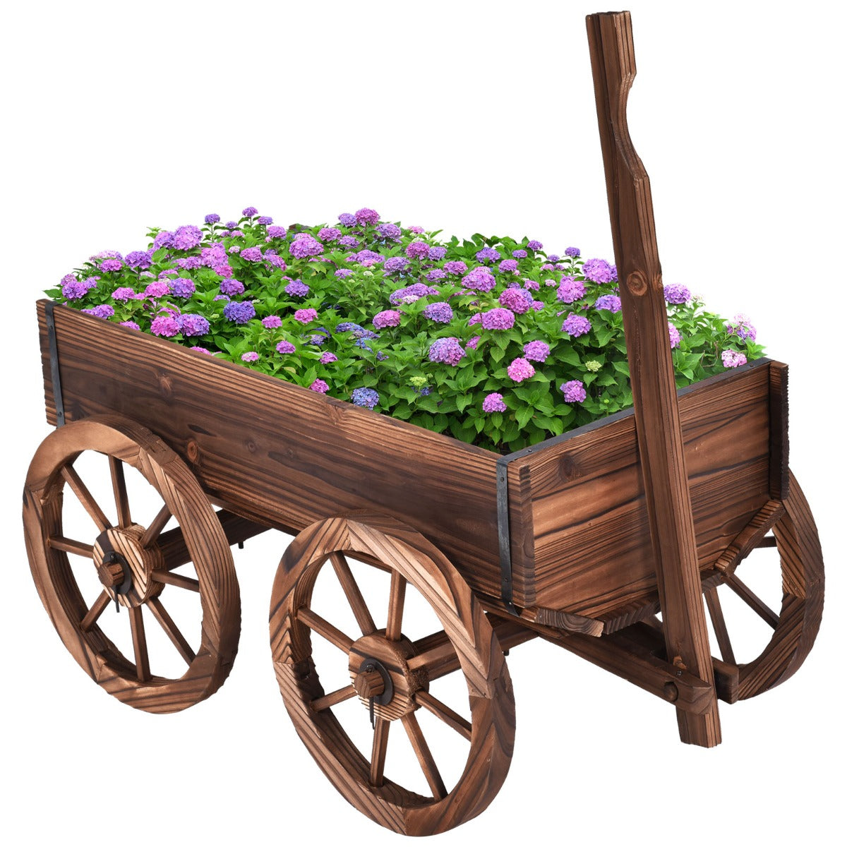 LIVSK Houten Plantenbak Kar - Massief Sparrenhout - Ruime Opslag - 4 Wielen - Gemakkelijk te Verplaatsen - 120 x 43 x 53,5 cm -