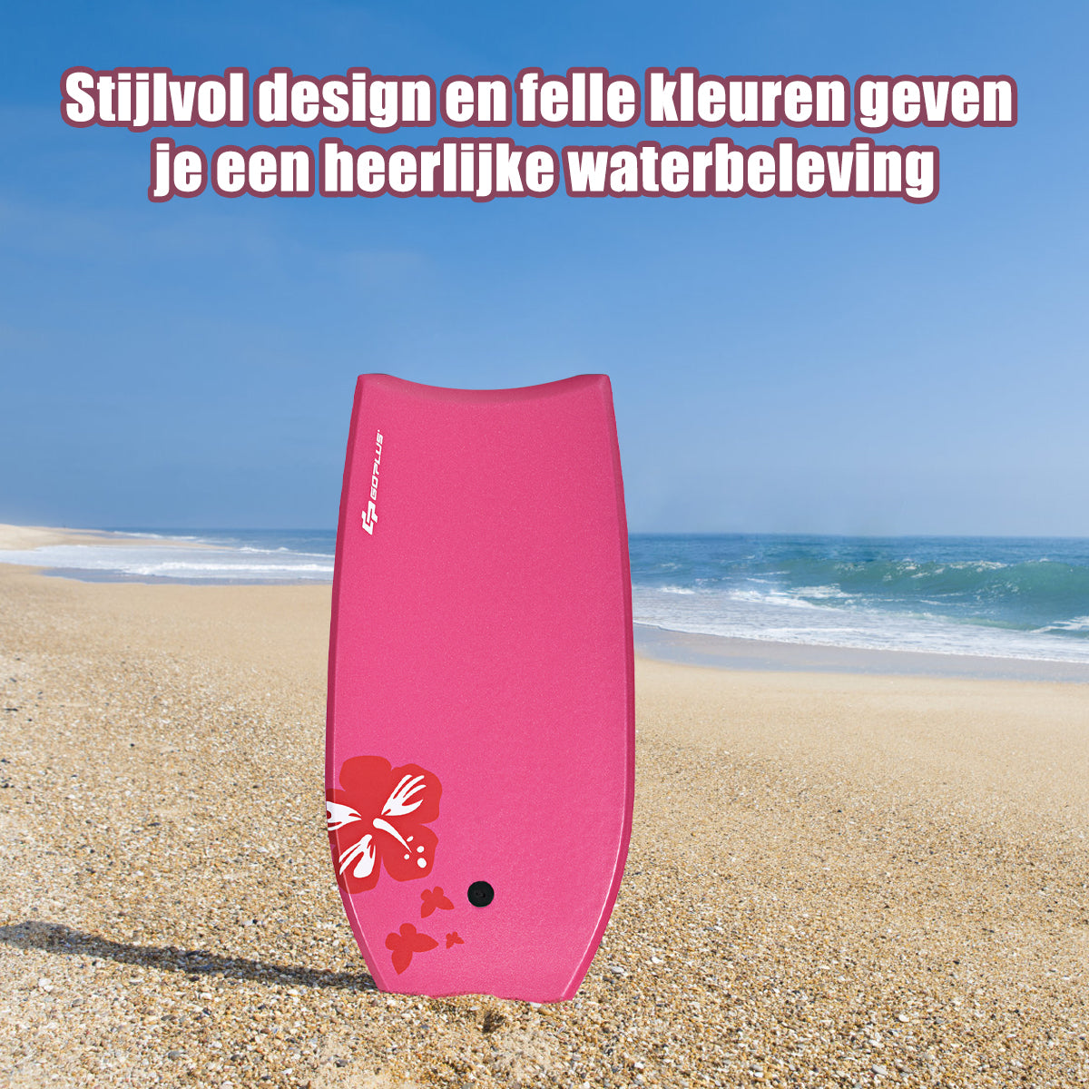 LIVSK Lichtgewicht Bodyboard - Halvemaanvormige Staart - EPS-kern - Safety Leash - Tot 95 kg - 106 x 51 x 6 cm - Roze