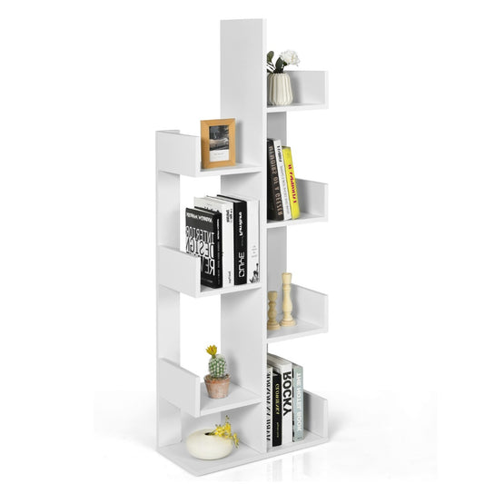 LIVSK Boomvormige Boekenkast - 8 Vakken - Duurzaam en Veilig - 50 x 25 x 145 cm - Wit
