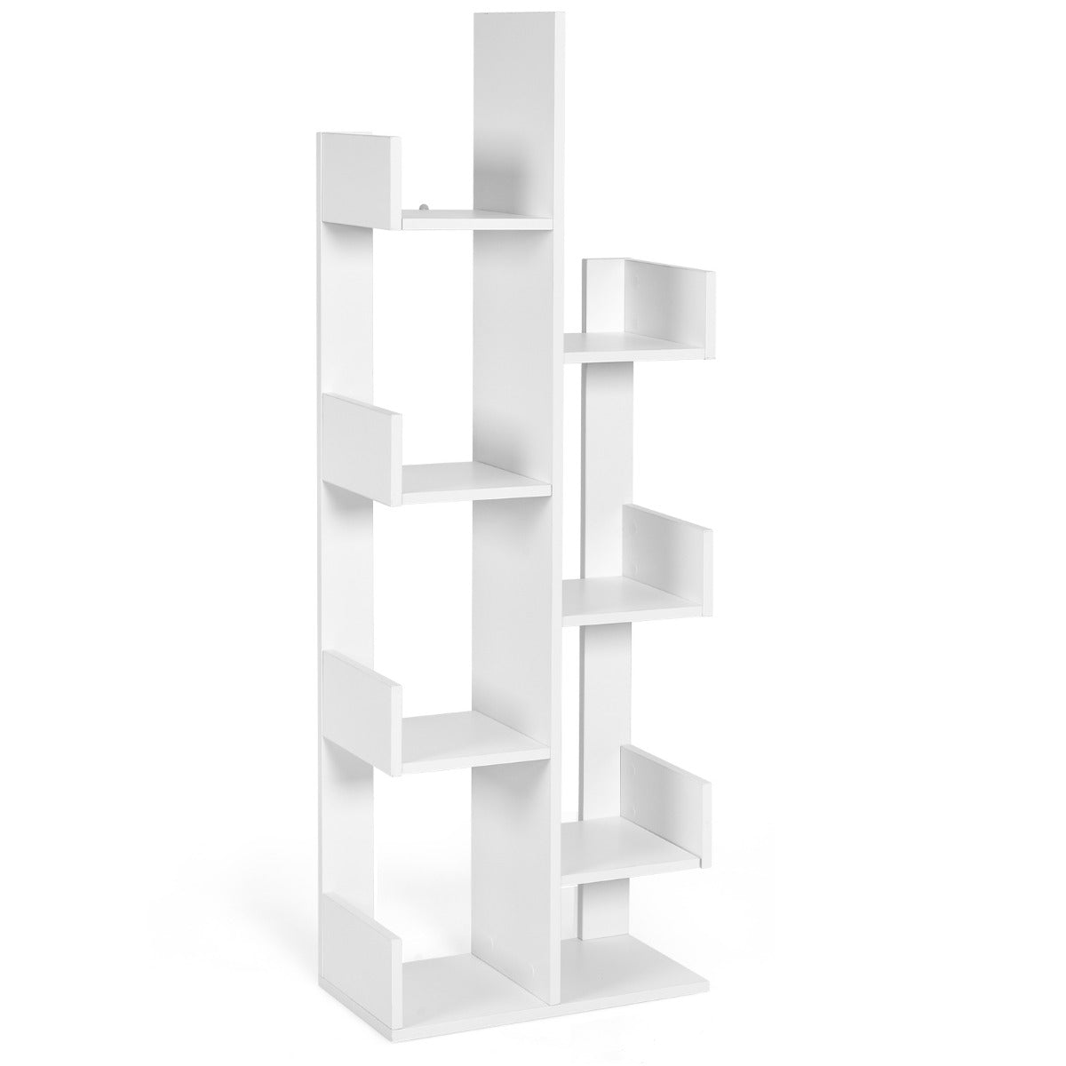 LIVSK Boomvormige Boekenkast - 8 Vakken - Duurzaam en Veilig - 50 x 25 x 145 cm - Wit
