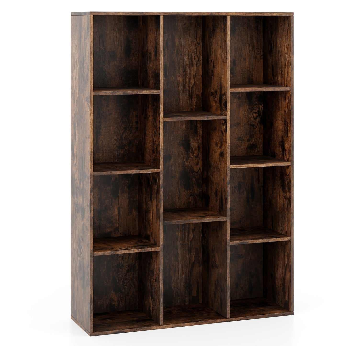 LIVSK Boekenplank met 11 Vakken - Horizontaal of Verticaal - Kantelbeveiliging - Modern Design - 74 x 24 x 106 cm - Koffie