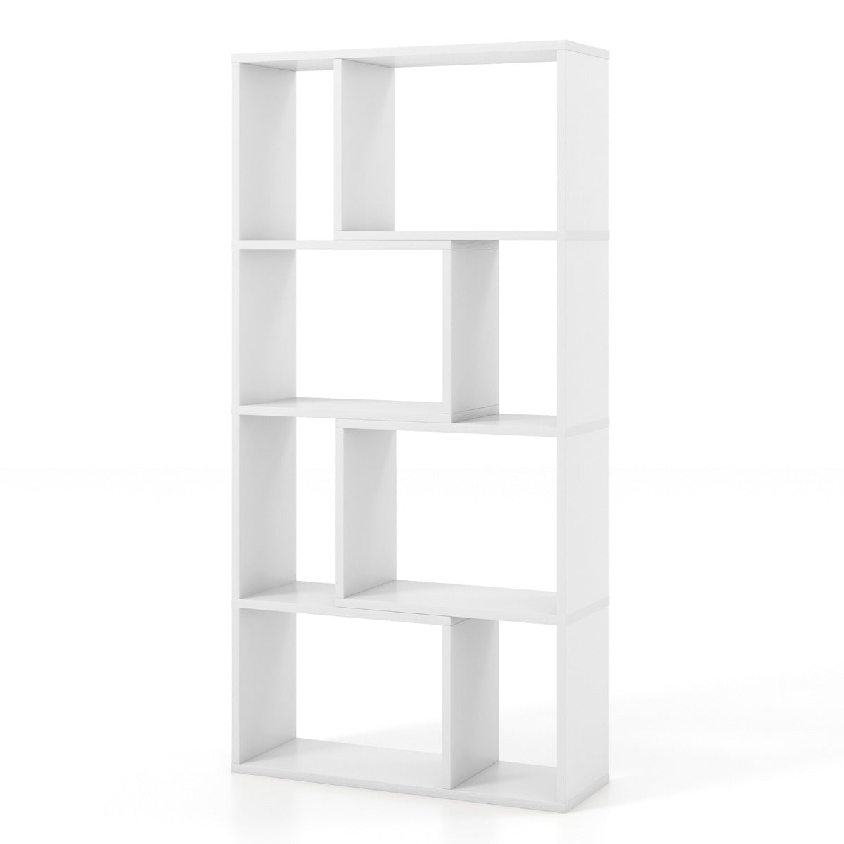 LIVSK Boekenkast met 8 Vakken - Stabiel en Duurzaam - Geometrisch Ontwerp - Eenvoudige Montage - 60 x 20 x 120 cm - Wit