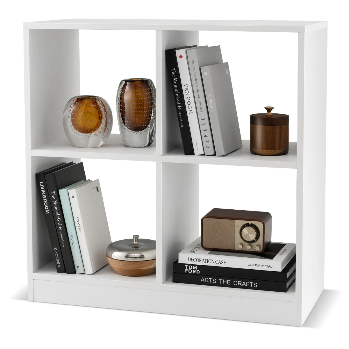 LIVSK Kubusrek met 4 Dobbelstenen - Stevige Platen - Kantelbeveiliging - Antislip Voetkussens - 73 x 33 x 73 cm - Wit