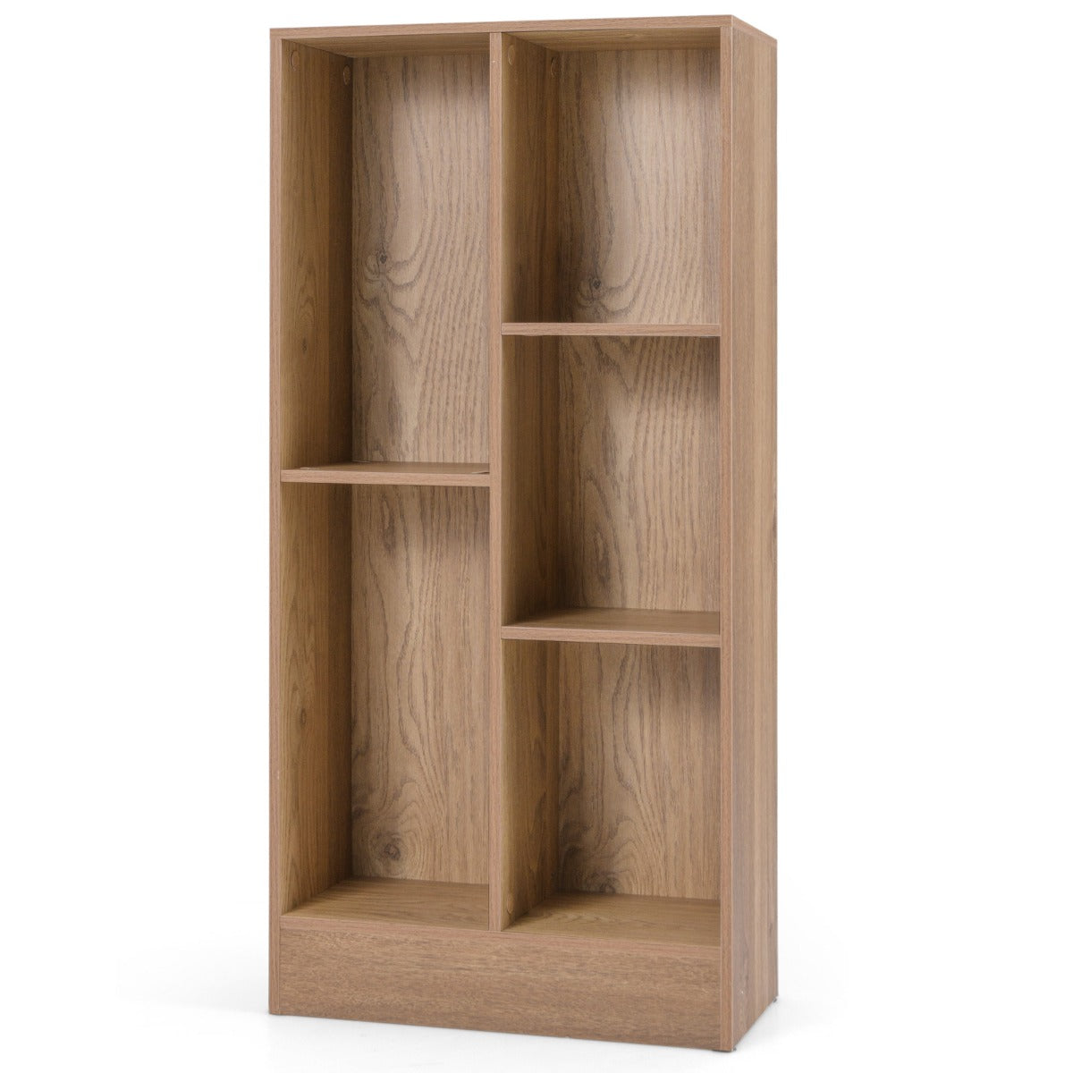 LIVSK Boekenrek met 5 Open Vakken - Duurzaam Hout en MDF - Totale Draagvermogen 90 kg - Veilig met Kantelbeveiliging - Natuurlijk