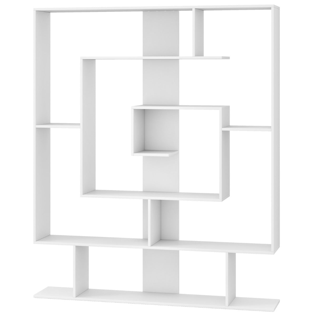 LIVSK Geometrische Boekenkast - 7-laags Opbergorganizer - Robuust met Anti-kantelsets - 125 x 22 x 150 cm - Rustiek bruin/Wit