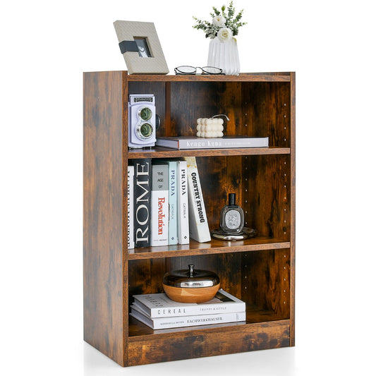 LIVSK Boekenkast met 3-Traps Design - 18 Verstelbare Planken - Kantelbeveiliging - Robuust en Modern - 50 x 30 x 75 cm - Bruin