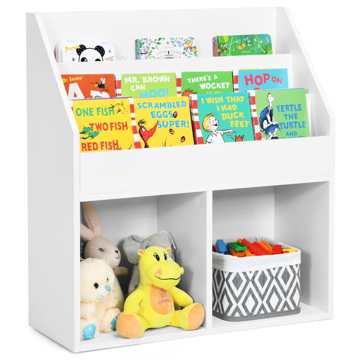 LIVSK Kinderboekenplank - 3-Traps Boekenkast - Veilig Hout - Ruime Opbergruimte - Eenvoudige Montage - Wit