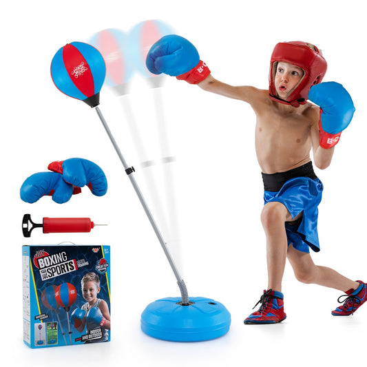 LIVSK Standbokser Set - Verstelbare Hoogte 120-154 cm - Inclusief Handschoenen - Duurzaam en Stabiliteit - Blauw