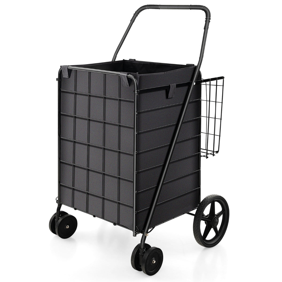 LIVSK Opvouwbare Boodschappentrolley - Ruime 120L Inhoud - Oxford Voering - Stevig Frame - Rubberen Wielen - Zwart