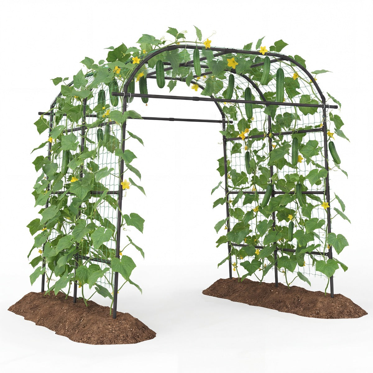 Livsk costway boog voor klimplanten tuinboog van pe gecoat metaal u vormig komkommerrek voor buiten