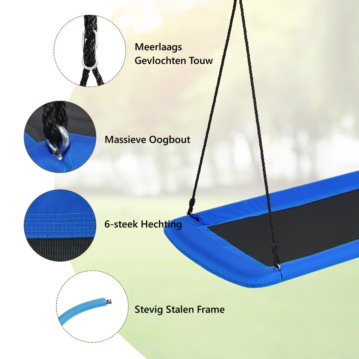 LIVSK Verstelbare Boomschommel - Duurzaam Staal en Oxford-stof - Veilig en Comfortabel - Voor Binnen en Buiten - 150 x 80 cm -