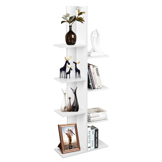 LIVSK Multifunctionele Boekenkast - 8 Planken - Duurzaam Hout - Antislipvoetkussens - Kantelbeveiliging - 50 x 20 x 141 cm - Wit